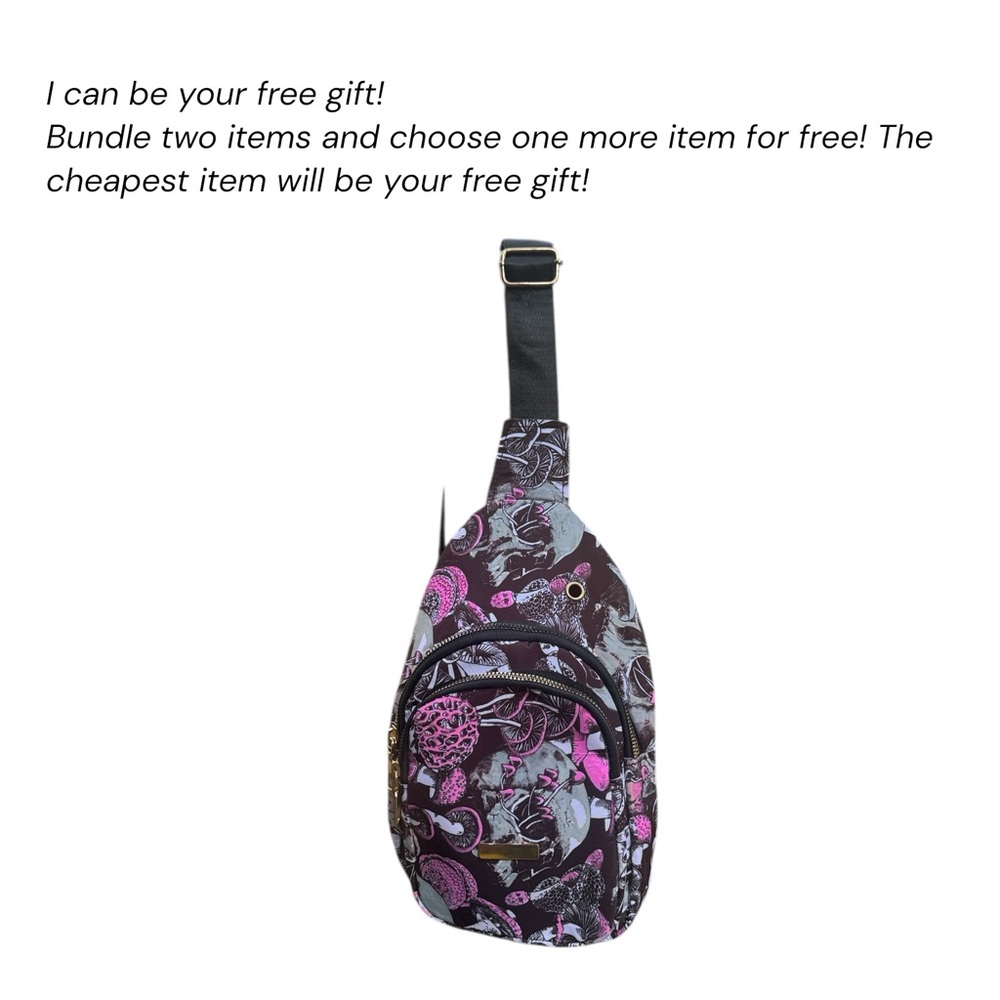 Stylish Black and Pink skulls and mushrooms Bag